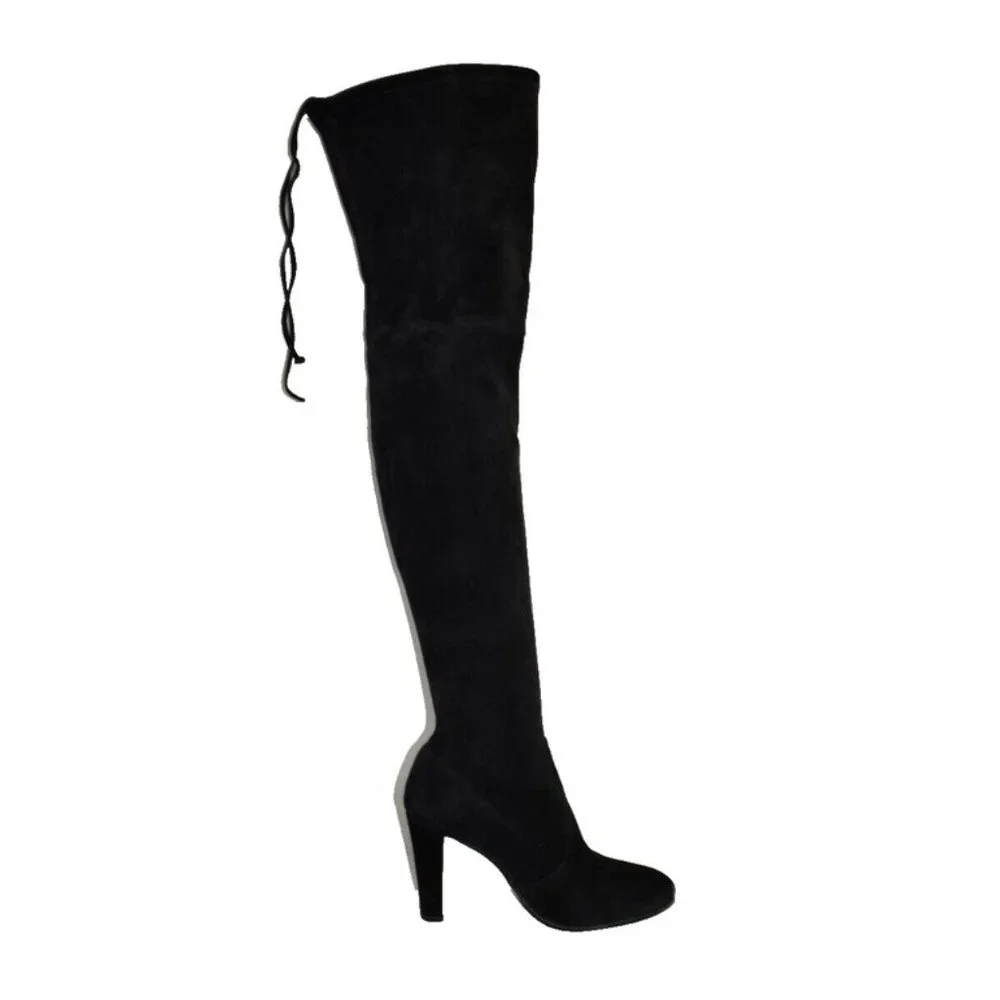Stuart Weitzman Highland OTK Stretch Suede Boot Black Size 8.5 M MSRP $950 DD380 - Picture 7 of 11